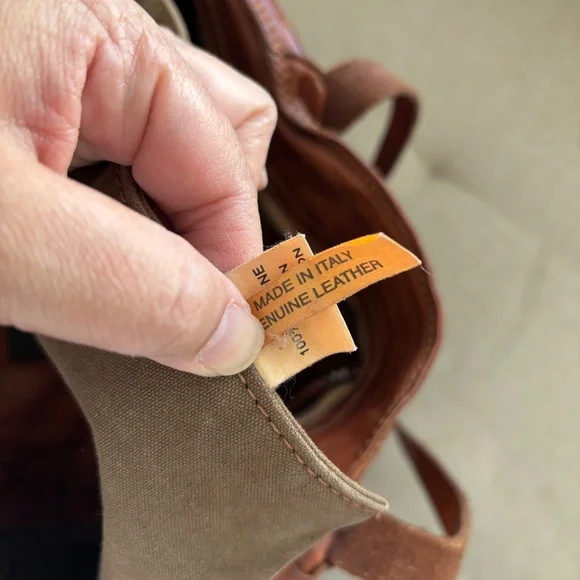 Campomaggi 100% Leather Tan Studded Tote Bag w/ Strap - Picture 6 of 13